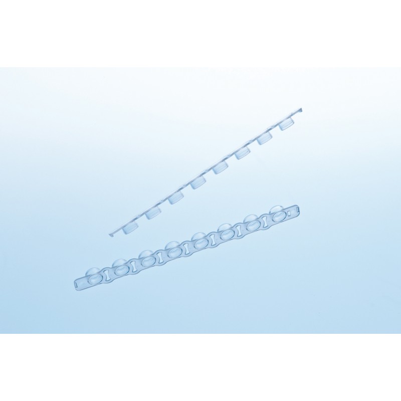Sapphire PCR flat strip caps, ergonomic, blue