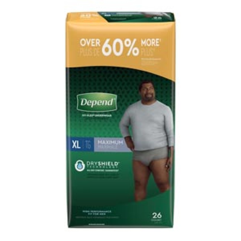 Kimberly-Clark Consumer 53746 Underwear, Maximum Absorbency, X-Large, Men, Grey, 26/pk, 2 pk/cs