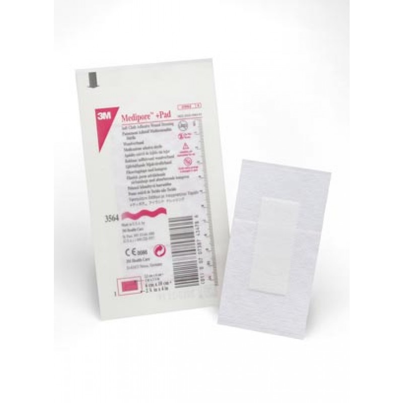 3M Health Care 3564 Wound Dressing, 2 3/8" x 4", Pad Size 1" x 2 3/8", 50/bx, 4 bx/cs (Continental US+HI Only)