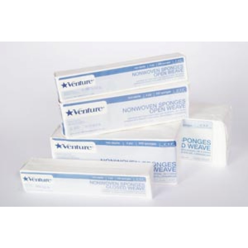 TIDI Products, LLC 260004 Venture Non-Woven 4-Ply Open Weave Sponge, 4" x 4", Non-Sterile, 200/slv, 10 slv/cs