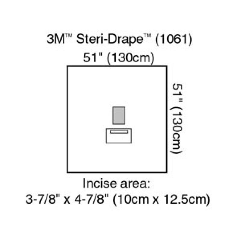 3M Health Care 1061 Medium Drape with Incise Film & Pouch, 51" x 51", 10/bx, 4 bx/cs (Continental US+HI Only)
