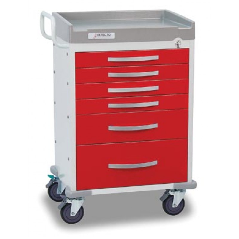 Detecto RC333369RED Detecto Rescue Series ER Medical Cart, 6 Red Drawers (DROP SHIP ONLY)
