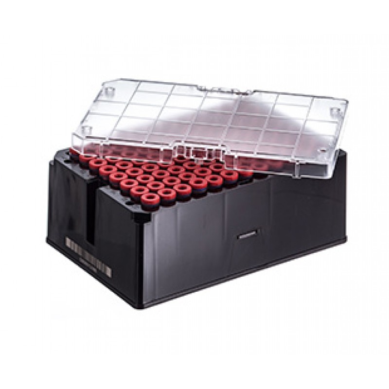 Rack with 96 red-capped 1000µl Cryo.s, Datamatrix barcode (generic 2D sequence)