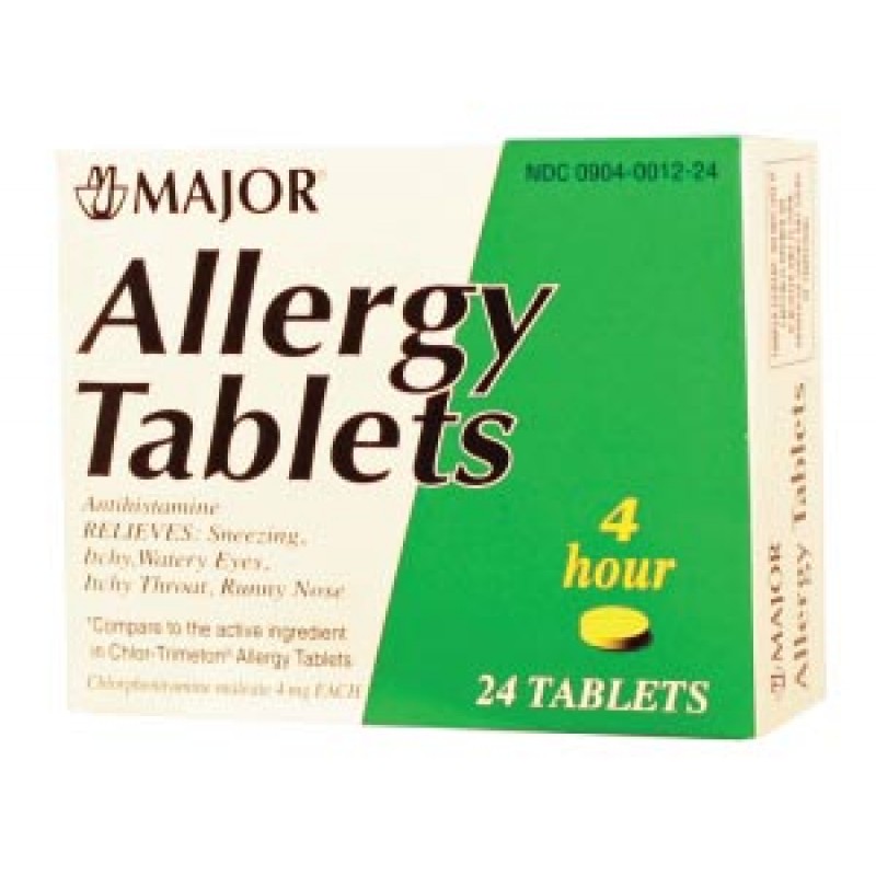 Major Pharmaceuticals 700790 Allergy Tablets, 4mg, 24s, Compare to Chlor-Trimeton® Tabs, NDC# 00904-0012-24