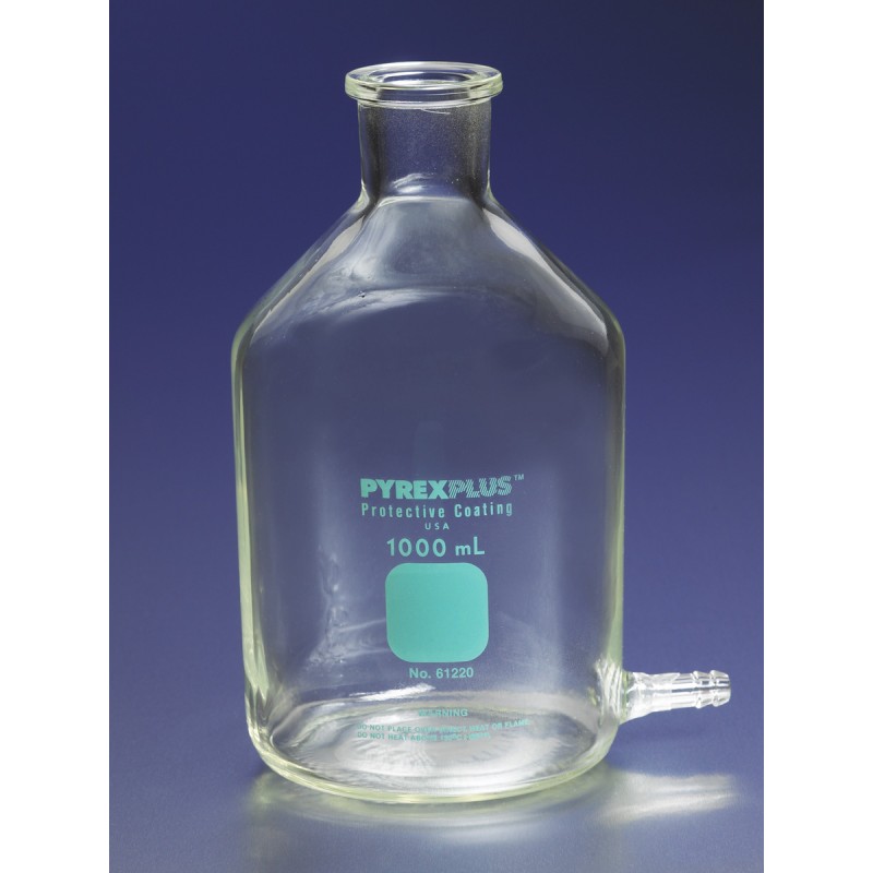 Corning 61220-1L PYREXPLUS® Coated 1L Aspirator Bottle with Bottom Sidearm
