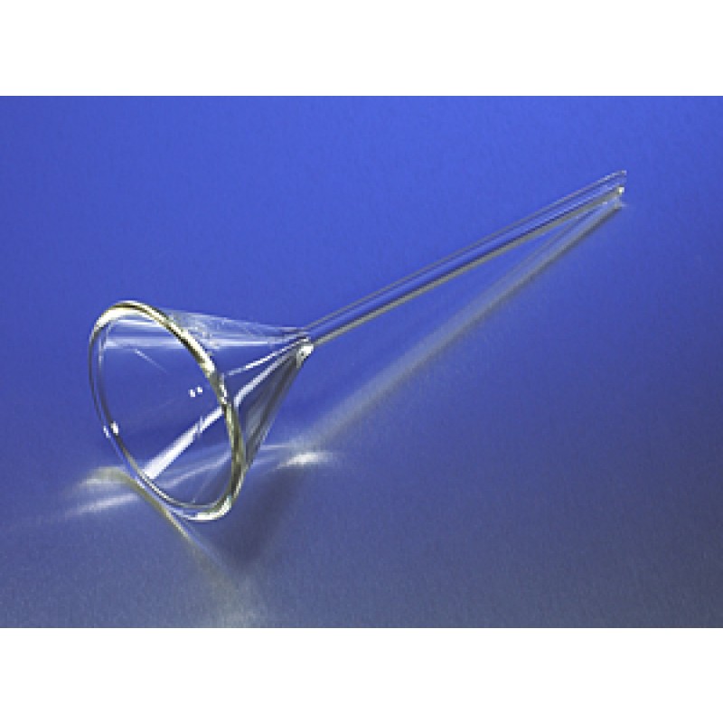 Corning 6140-100 PYREX® Plain 100 mm Diameter 60° Angle Funnel with Long Narrow Stem
