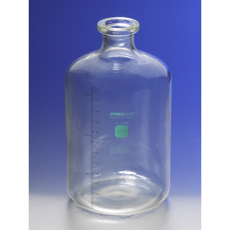 Corning 61596-13L PYREXPLUS® Coated 13.25L Solution Bottle with Tooled Neck