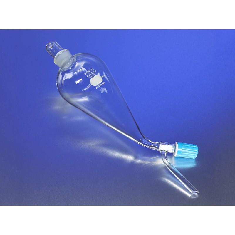 Corning 6302-250 PYREX® 250 mL Squibb Glass Separatory Funnel, Glass Standard Taper Stopper, Rotaflo® Stopcock