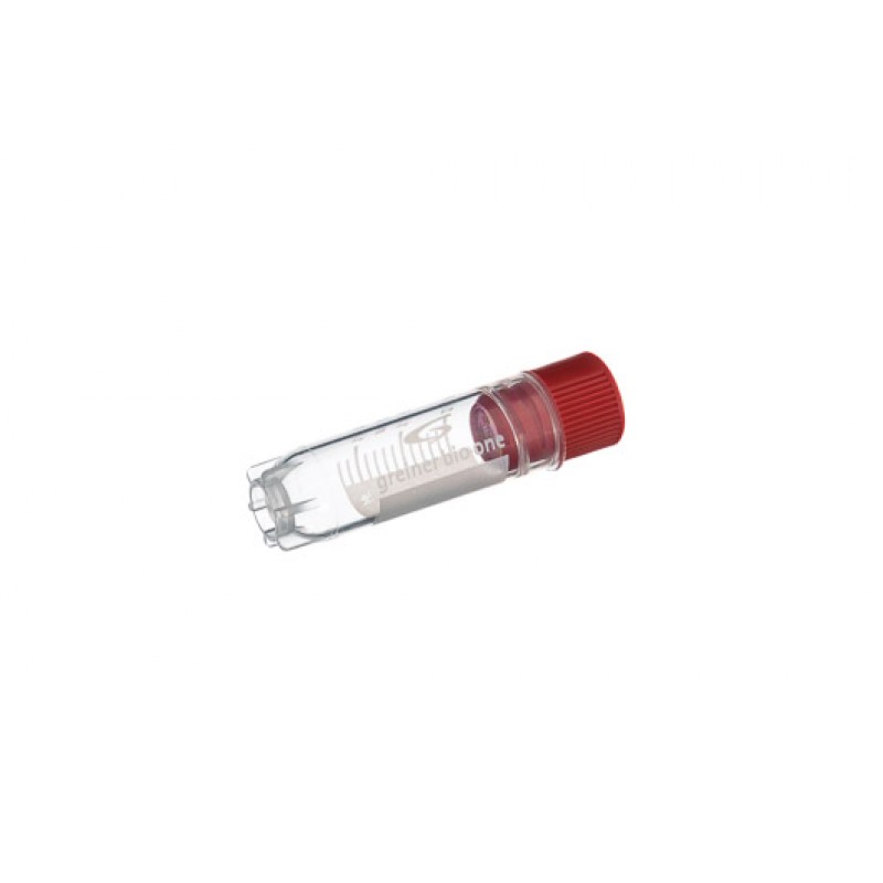 2 mL Cryo.s Tube, PP, Sterile, Internal Thread Red Cap, ID Field, Starfoot Base, Round Bottom, 150 White Cap Inserts per CS