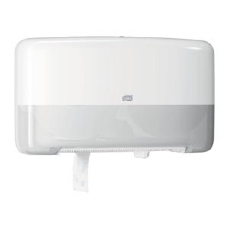 Essity Professional Hygiene North America, LLC 5555200 Bath Tissue Roll Dispenser, Jumbo, Twin, Mini, Universal, White, T2, Plastic, 10.1" x 17" x 5.7" (150 cs/plt)