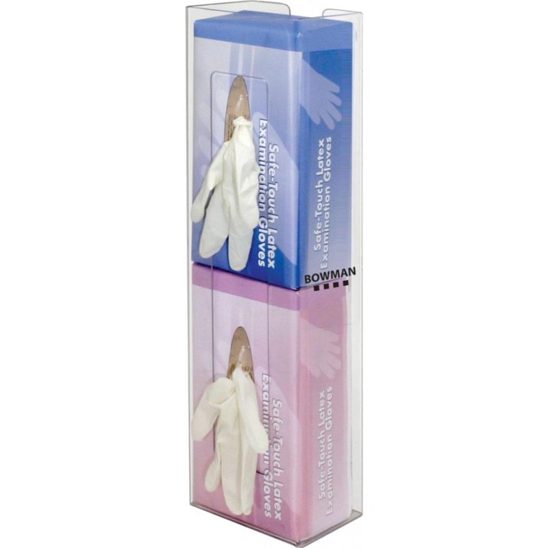 Bowman Manufacturing Company, Inc. GP-106 Glove Box Dispenser, Double, Space Saver, Holds Two Boxes of Gloves (End-to-End), Two-Way Keyholes For Vertical or Horizontal Wall Mounting, Clear PETG Plastic, 5 11/16"W x 20 1/8"H x 4 1/16"D (Made in USA)