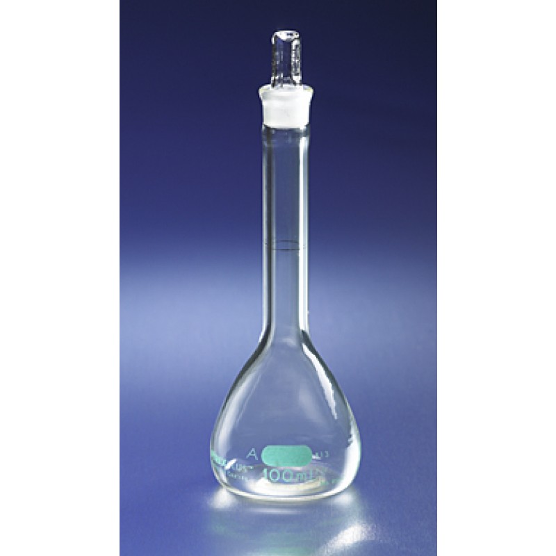 Corning 65640-500 PYREXPLUS® Coated 500 mL Class A Volumetric Flask with Glass Standard Taper Stopper