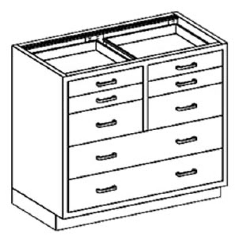 Blickman Industries 2013235002 Base Cabinet 35"W x 35 3/4"H x 22"D, (4) 1/8-1/2 Drawers, 35" Over  (DROP SHIP ONLY)