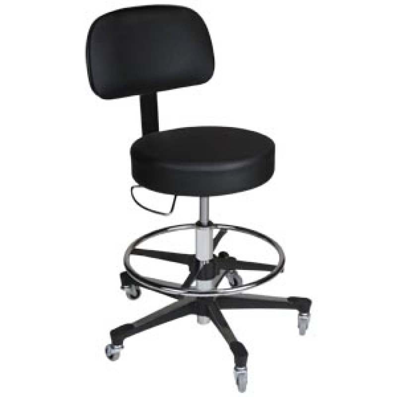 Blickman Industries 1041212025 Deluxe Pneumatic Exam Stool, Height Adjustable (22" - 29"), Black, (5) Leg, Aluminum Base (DROP SHIP ONLY)