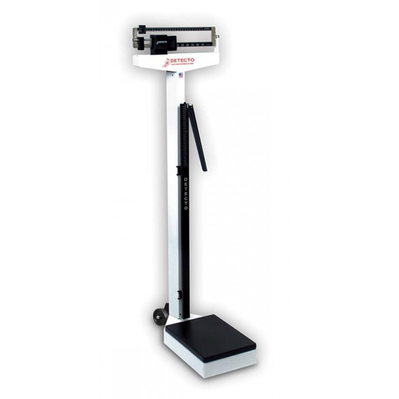Detecto 438 Physician's Scale, Weigh Beam, 450 lb X 4 Oz, Height Rod, Wheels (DROP SHIP ONLY)