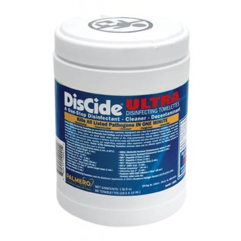 Palmero 10DIS DisCide Ultra Towelettes, 10 ½ x 10, 60ct/can, 12can/cs (30 cs/plt) (US SALES ONLY)