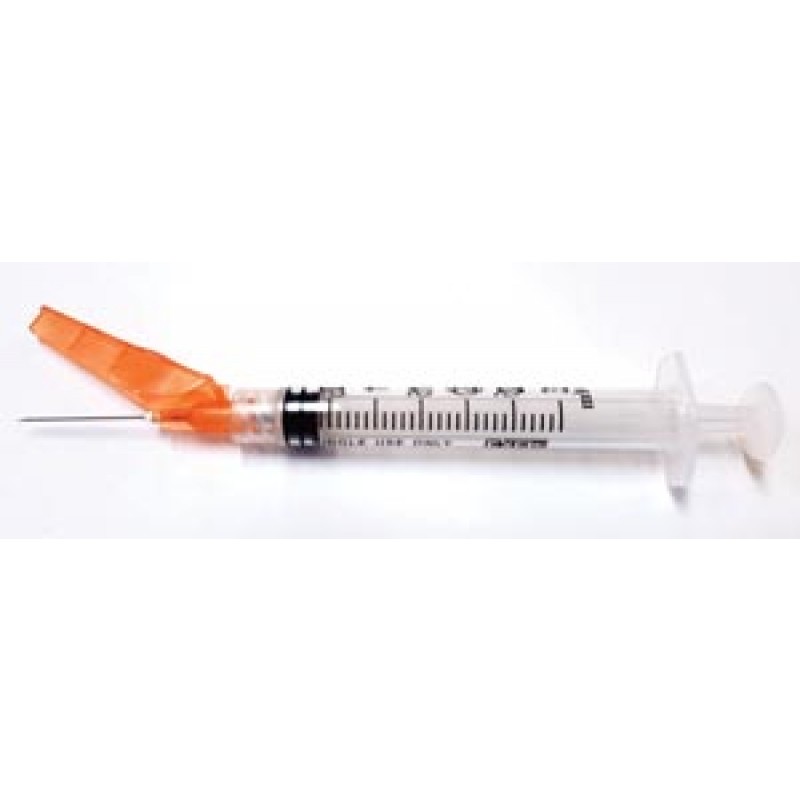 Exel Corporation 27111 Safety Syringe (3 mL) w/ Safety Needle (25G x 1"), 50/bx, 8 bx/cs (50 cs/plt)