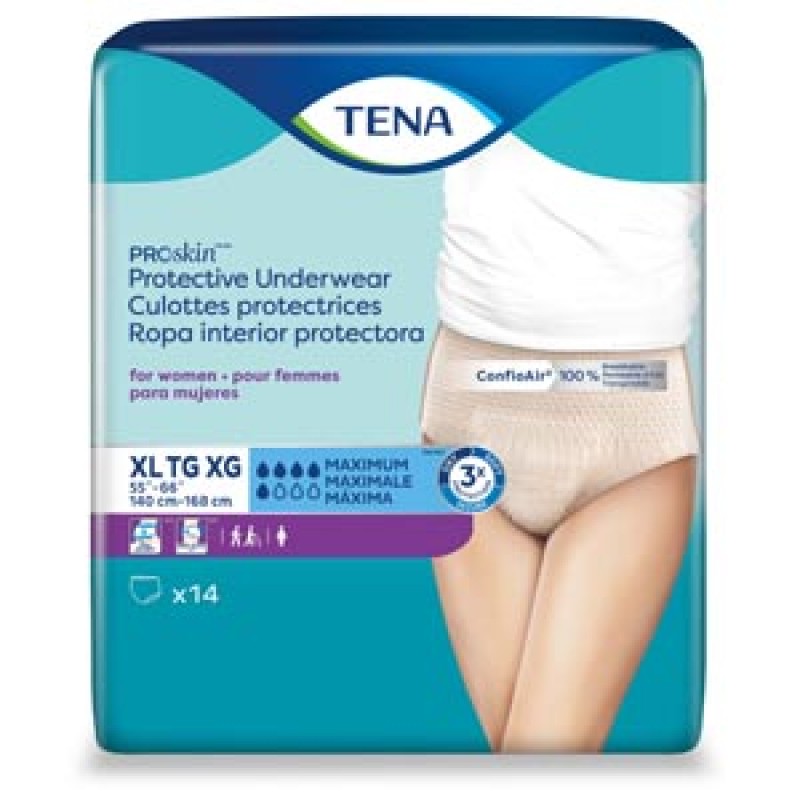 Essity Health & Medical Solutions 73040 Protective Underwear, Women, X-Large, 55" - 66" Hip Size, Nude, 14/pk, 4 pk/cs