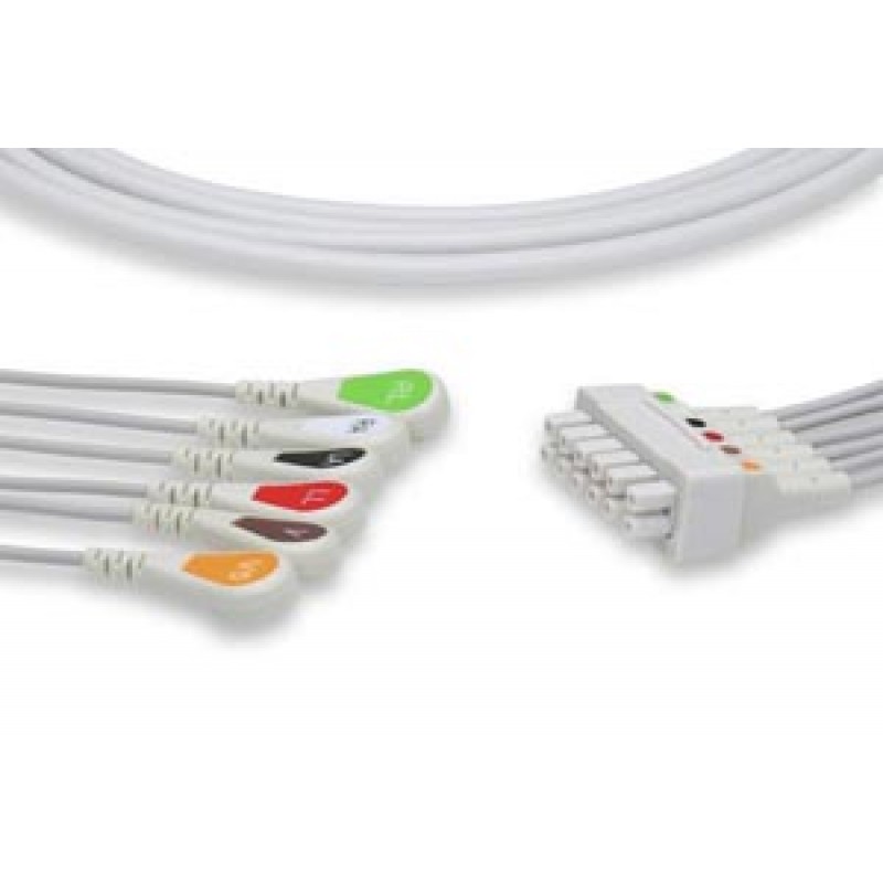 Cables and Sensors LQB6-90S0 ECG Telemetry Leadwire, 6 Leads Snap, GE Healthcare > Marquette Compatible w/ OEM: 421930-001, 421930-002, 421930-003, LDW-06AD-29AM-0100, LDW-06AD-51AM-0100, LDW-06AD-MXAM-0100, LW-2410029/6A (DROP SHIP ONLY) (Freight Terms a