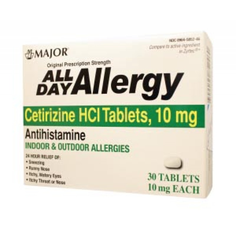 Major Pharmaceuticals 255548 All Day Allergy, 24 Hour, 30s, Compare to Zyrtec®, 24/cs, NDC# 00904-6717-46