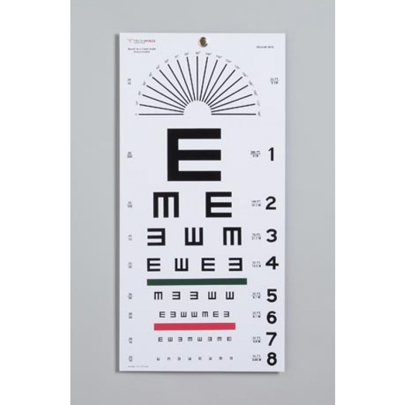 Dukal Corporation 3051 Illiterate Eye Test Chart, 20 ft, Non-Reflective Matte Finish, 22" x 11"
