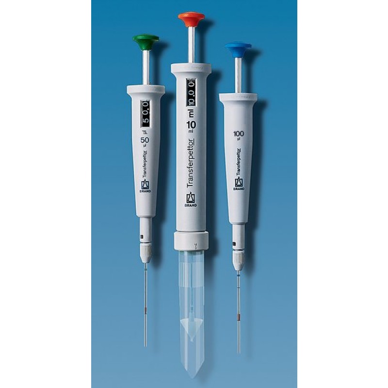 702804BrandTech Transferpettor Positive Displacement ,Single Channel 100 - 500 µL Manual Adjustable Volume  Set of 1 