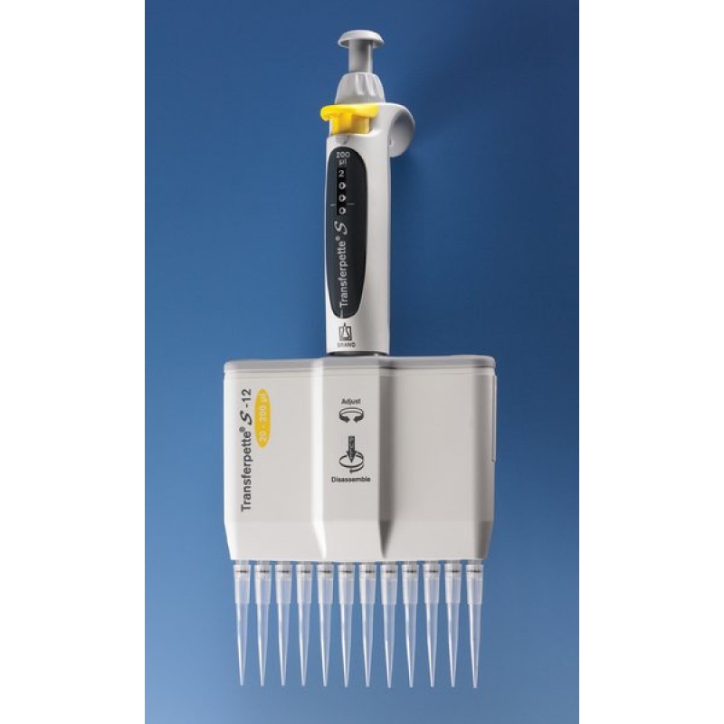 703720BrandTech Transferpette Air Displacement ,12 Channel 0.5 - 10 µL Manual Adjustable Volume  Set of 1 