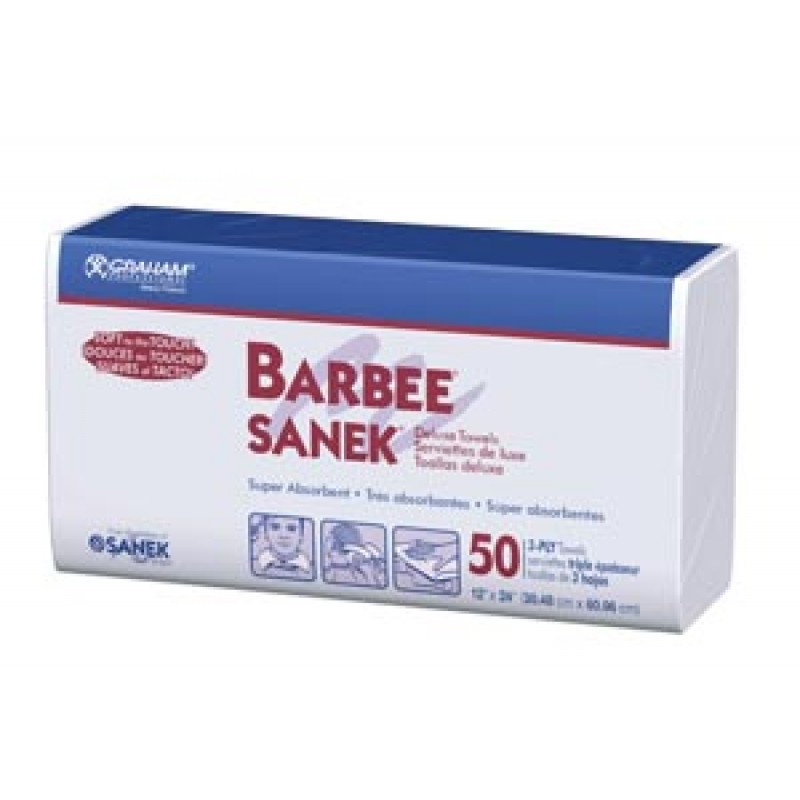 Graham Medical 781625 Barbee Sanek® Towel, White, 12" x 24", Deluxe 3-Ply 500/cs