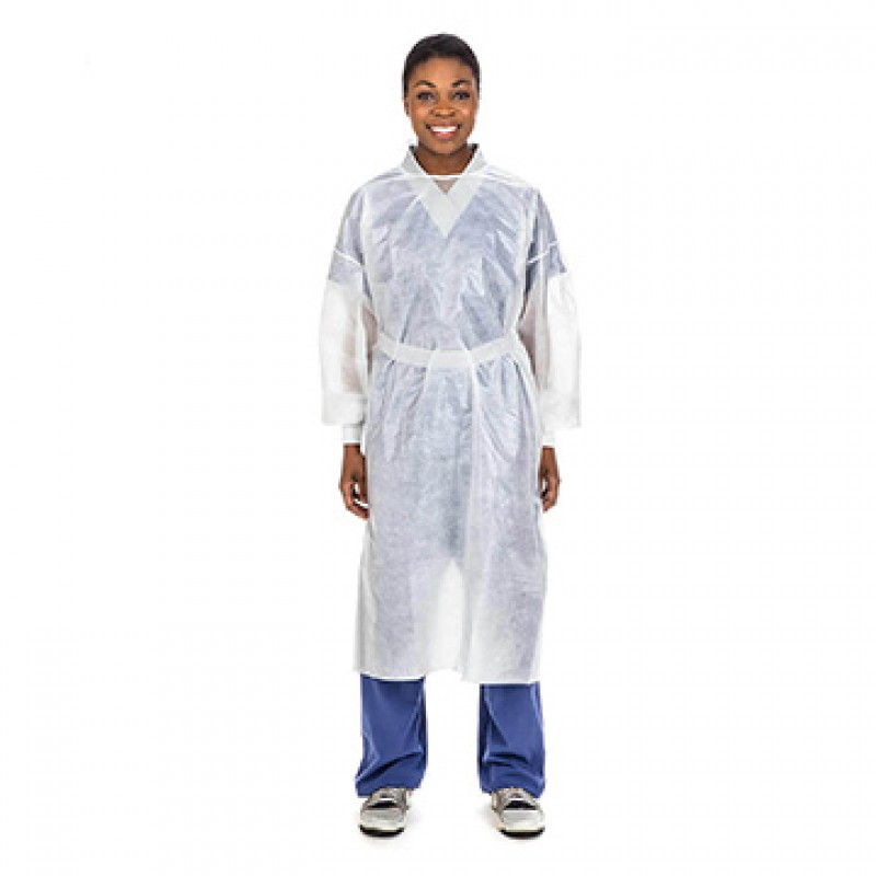Isolation Gown, Poly-Coated, Full-Back, Neck/Waist Ties, Knit Cuffs, Yellow, X-Large, Flat Pack, 10/pk, 10 pk/cs (Continental US Only) (On Vendor Allocation - Availibility May Be Limited)