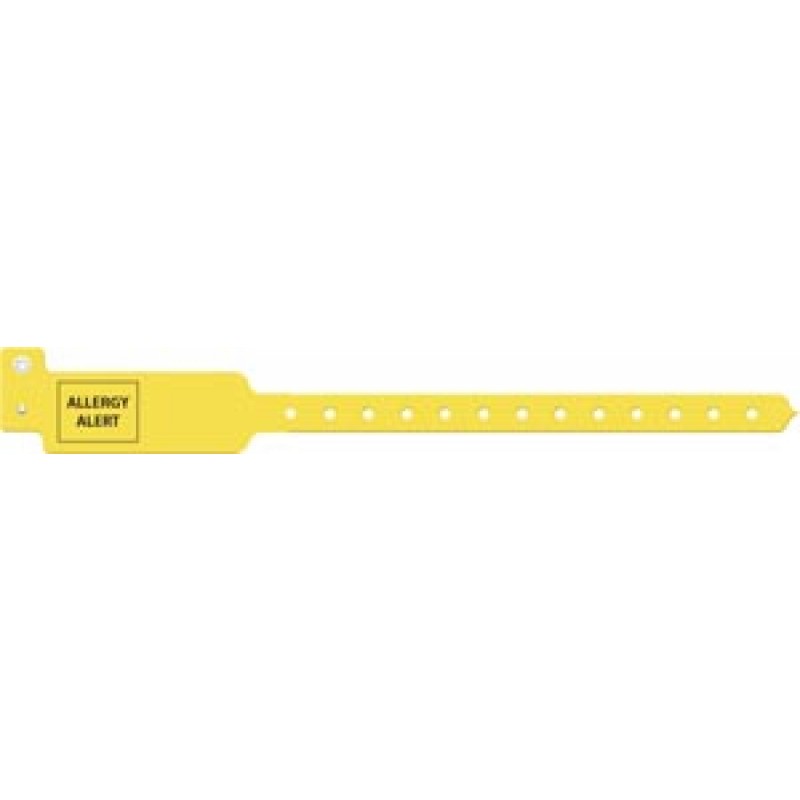 Medical ID Solutions 3106AA Wristband, Adult/ Pediatric, 10", Tri-Laminate, Allergy Alert, Yellow, 250/bx