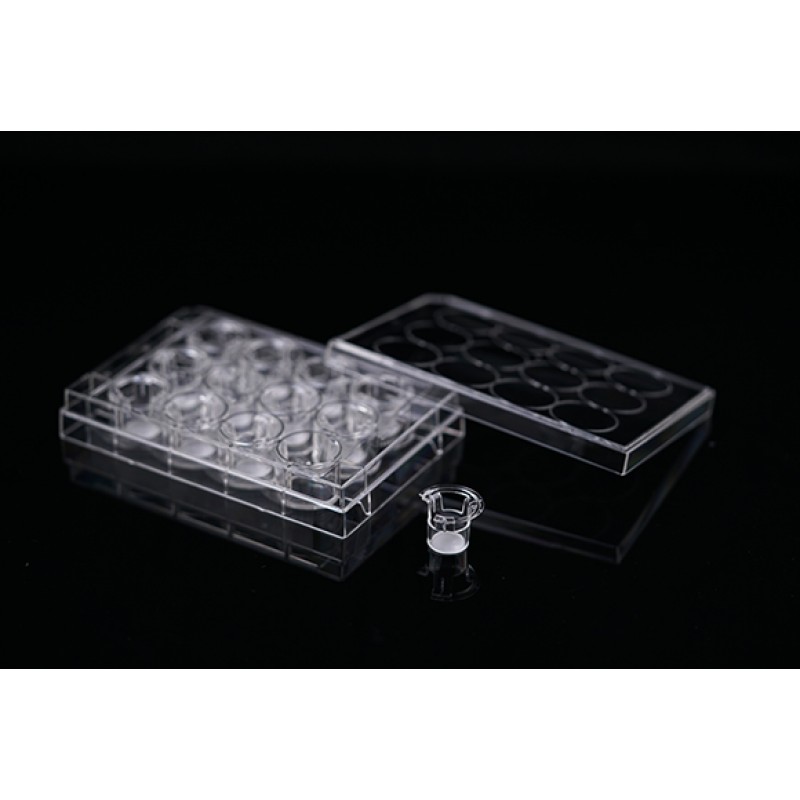 12 Cell Culture Inserts+12 Well Plate, 0.4 μm, PC Membrane, Opaque, TC, Sterile, 12/pk, 48/cs