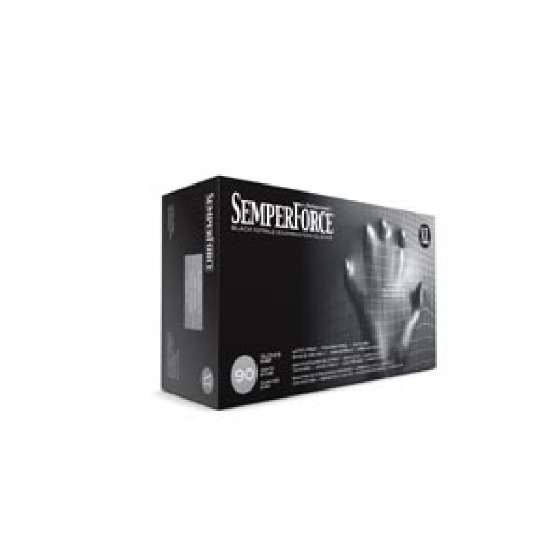 Sempermed USA BKNF105 Exam Glove, Nitrile, X-Large, Black, 90/bx, 10 bx/cs