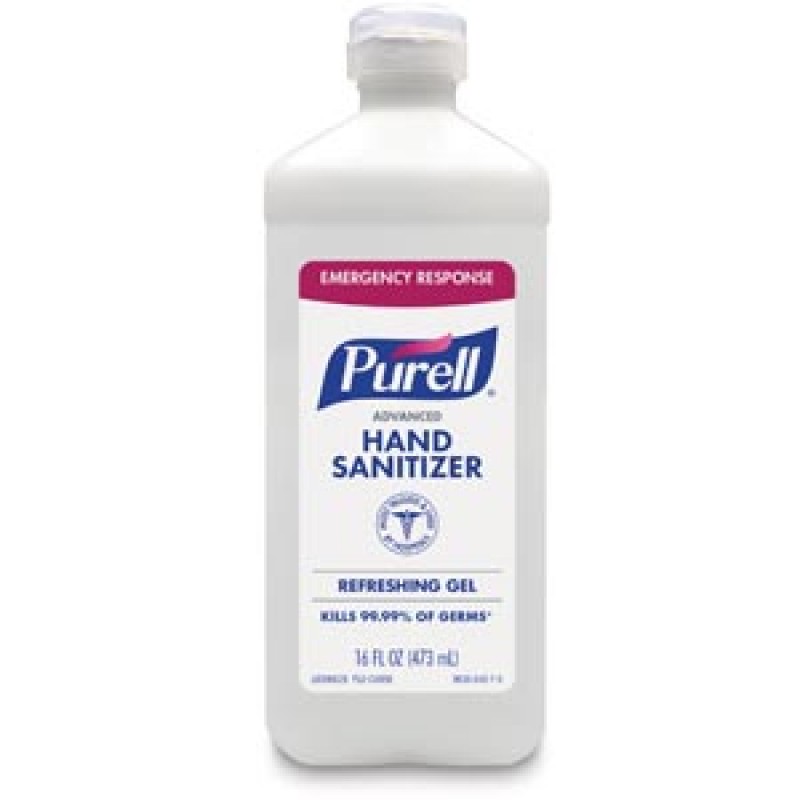GOJO Industries, Inc. 9636-12-S Emergency Response Hand Sanitizer, Flip Top, 16 oz Bottle, with Pump, 12/cs (132 cs/plt) (Extended Dating, see Letter - 05/2025) (Products cannot be sold on Amazon.com or any other 3rd party platform) (Item is considered HA