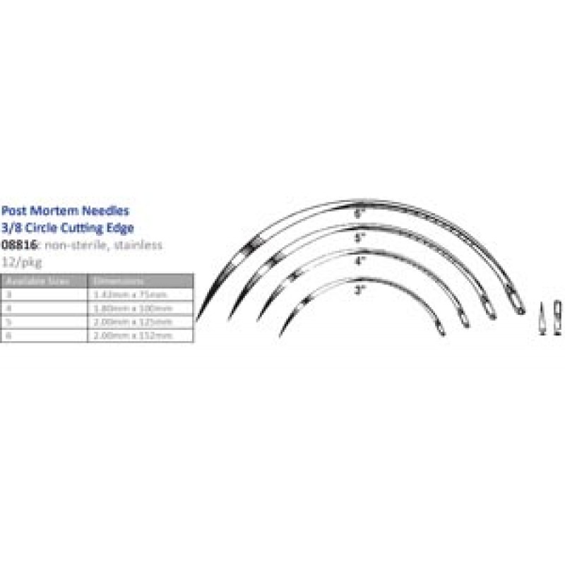 Cincinnati Surgical Company 08816 Suture Needle, Size 3-6, Post Mortem, 3/8 Circle Cutting, 12/pk (Must be Ordered in Multiples of 10 dozen) (DROP SHIP ONLY)