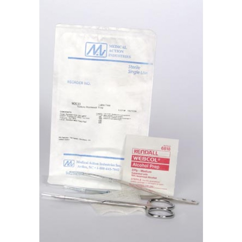 Medical Action Industries M2633 Suture Removal Kit Tray Includes: (1) SS Iris, (1) Metal Insert Forceps, (1) Alcohol Prep Pad, (1) 2" x 2" Gauze, Sterile, 50 Kit/cs