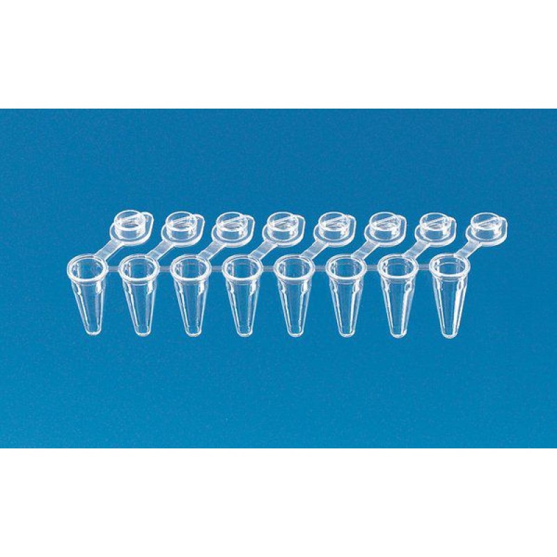 BrandTech 781333 0.15 mL PCR 8-Tube Strip, Clear, Snap Caps, Low-Profile