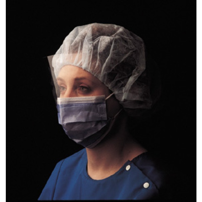 Busse Hospital Disposables, Inc. 373 Fluid Resistant Mask, Full Wraparound Face Shield, Blue, 99% Eff., 100/cs
