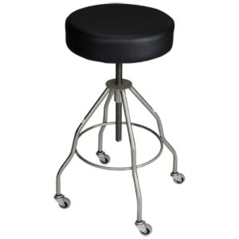 Blickman Industries 1027714125 Passaic Revolving Stool, 15" Diameter, Upholstered Seat, Black, (4) Leg, (2") Casters (DROP SHIP ONLY)