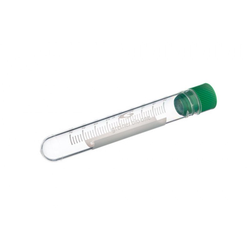 5 mL Cryo.s Tube, PP, Sterile, Internal Thread Green Cap, ID Field, Round Bottom, 100 White Cap Inserts per CS