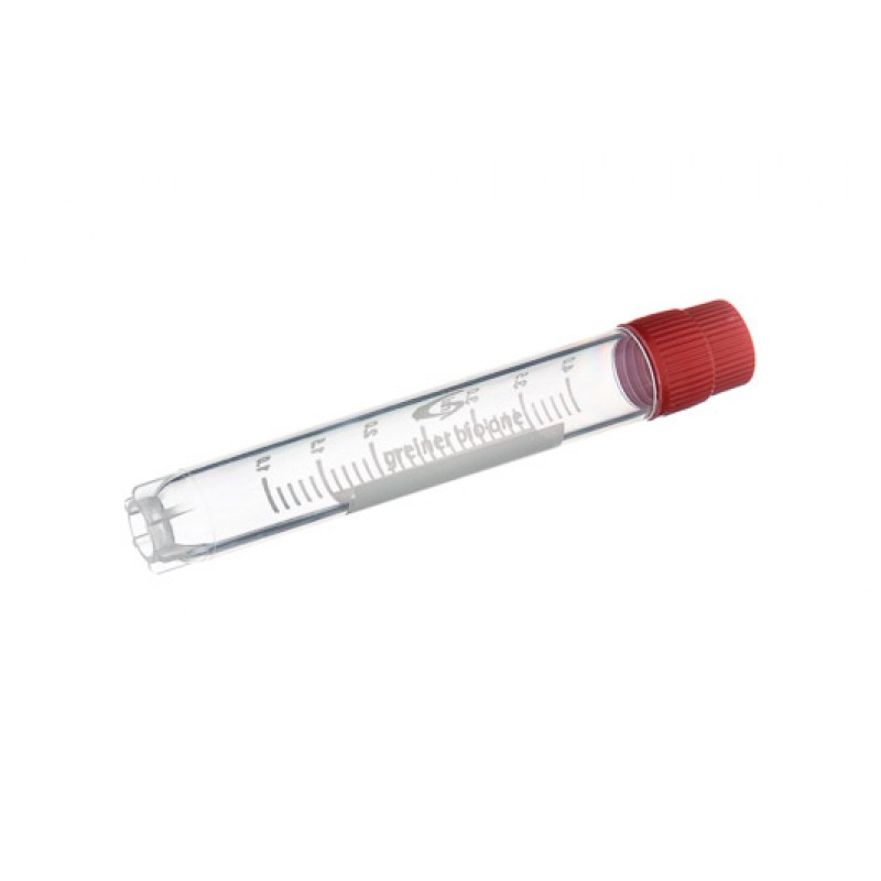 4 mL Cryo.s Tube, PP, Sterile, External Thread Red Cap, ID Field, Starfoot Base, Round Bottom, 100 White Cap Inserts per CS