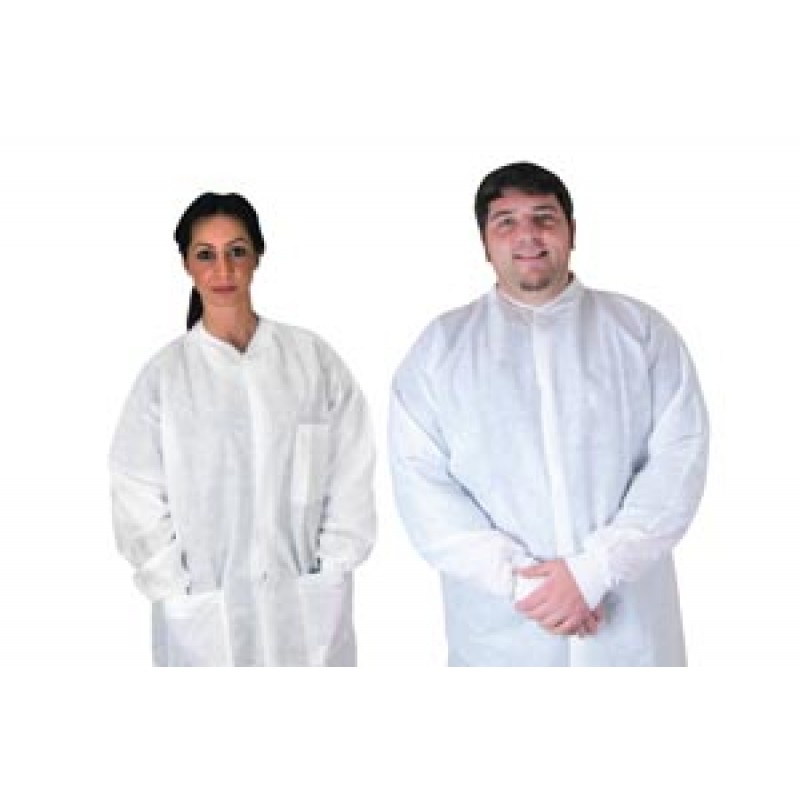 Dukal Corporation 345P Pocket Lab Coat, XXX-Large, White, 35gm SMS, Non-Sterile, 10/bg, 5 bg/cs