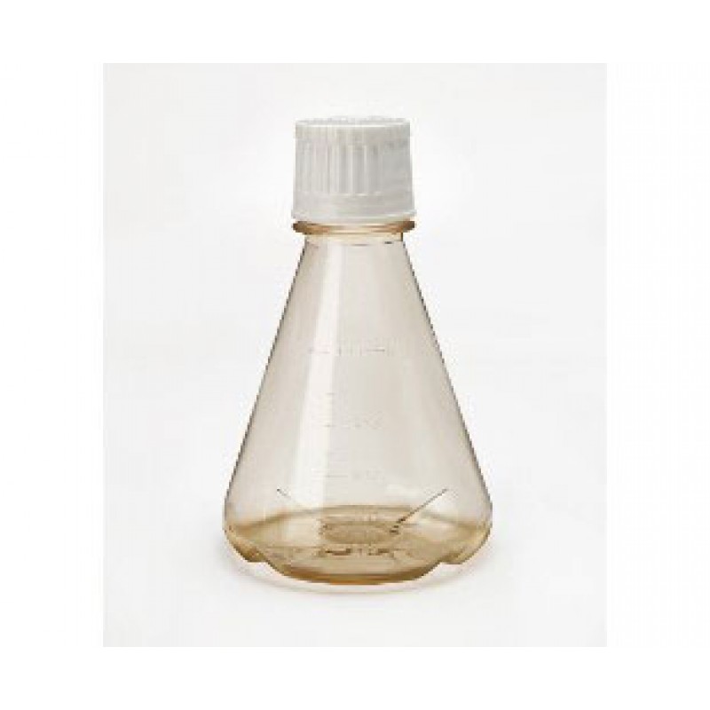 Cell culture shaker flask, 1000ml, baffled bottom, PC, White Duocap, clear, sterile, 6 pcs./rack