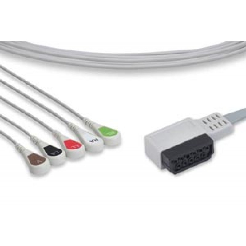 Cables and Sensors 10089 ECG Telemetry Leadwire, 5 Leads Snap, Philips Compatible w/ OEM: M4725A, 350-0173-03 (DROP SHIP ONLY) (Freight Terms are Prepaid & Added to Invoice - Contact Vendor for Specifics)