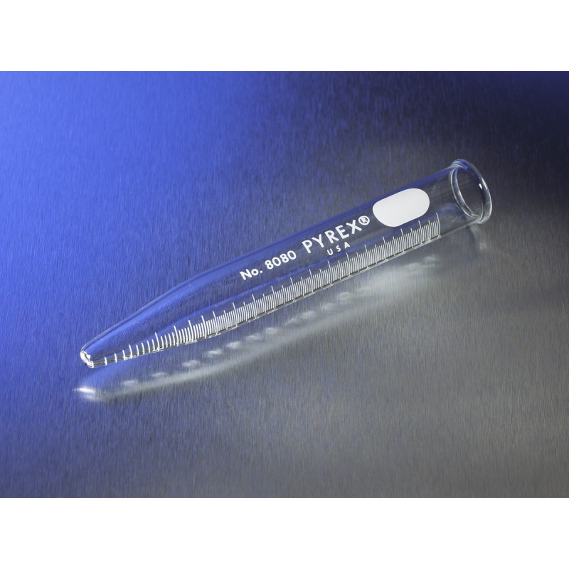 Corning 8080-50 PYREX® 50 mL Conical Centrifuge Tube with White Graduations, Beaded Rim