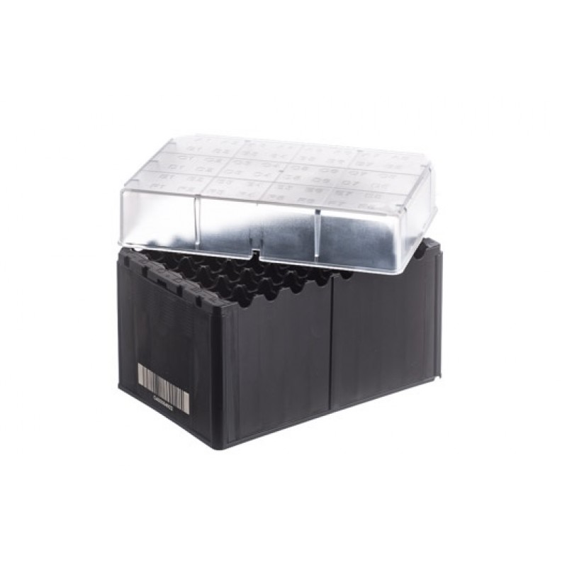 48-way Datamatrix RACK for 4 mL Cryo.s, PP, BLK w/Natural High Lid, pre-barcoded