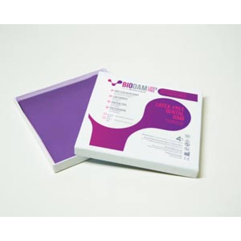 Four D Rubber Co Ltd LFBIOVIO01800620 Biodam, 6" x 6", Violet, Medium, Latex-free, 20 pieces/bx