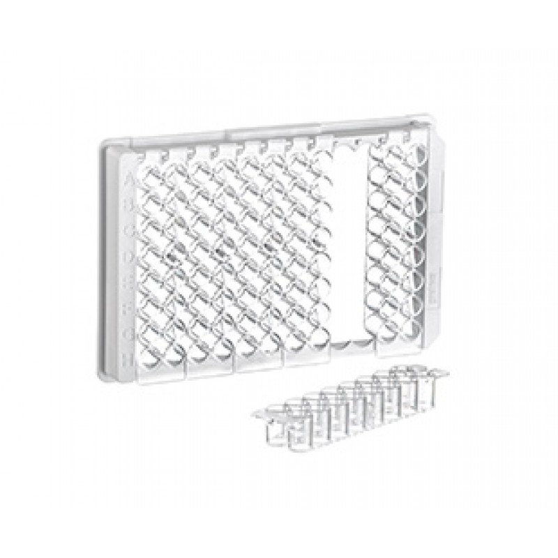 96W F16 MICROLON® 600 Plate, PS, High Binding, 2x8 Flat Bottom Strips, Clear Wells