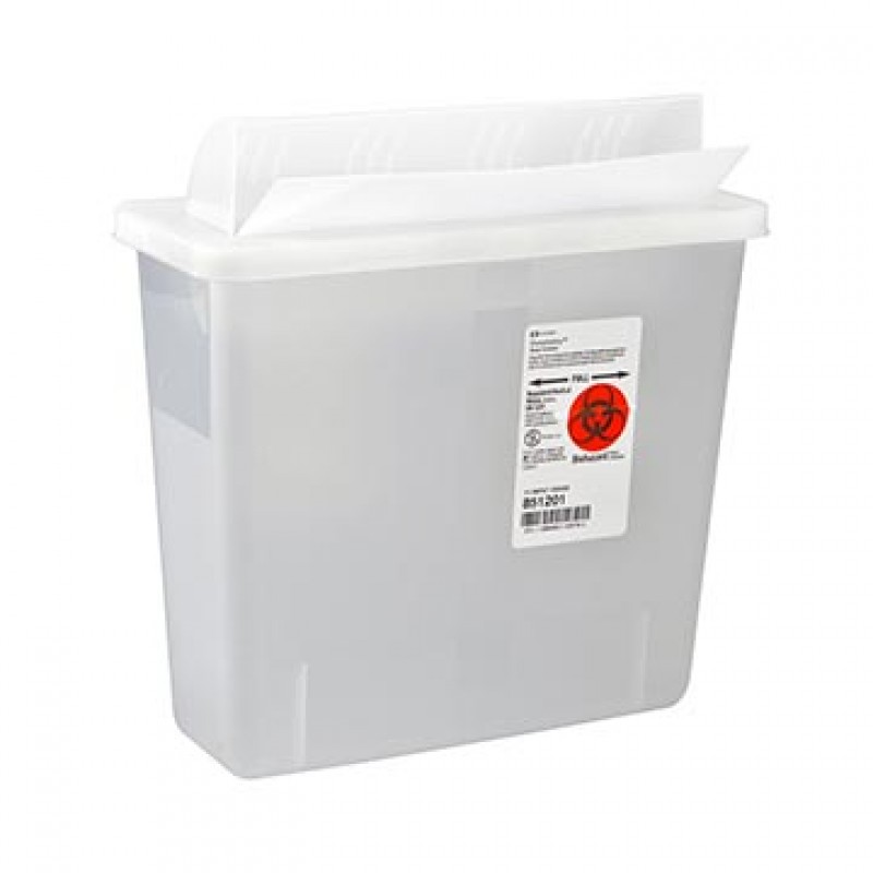 Sharps Container, Always-Open Lid, 12 Qt, Clear, 16¼"H x 6"D x 13¾"W, 10/cs (18 cs/plt) (Continental US Only)