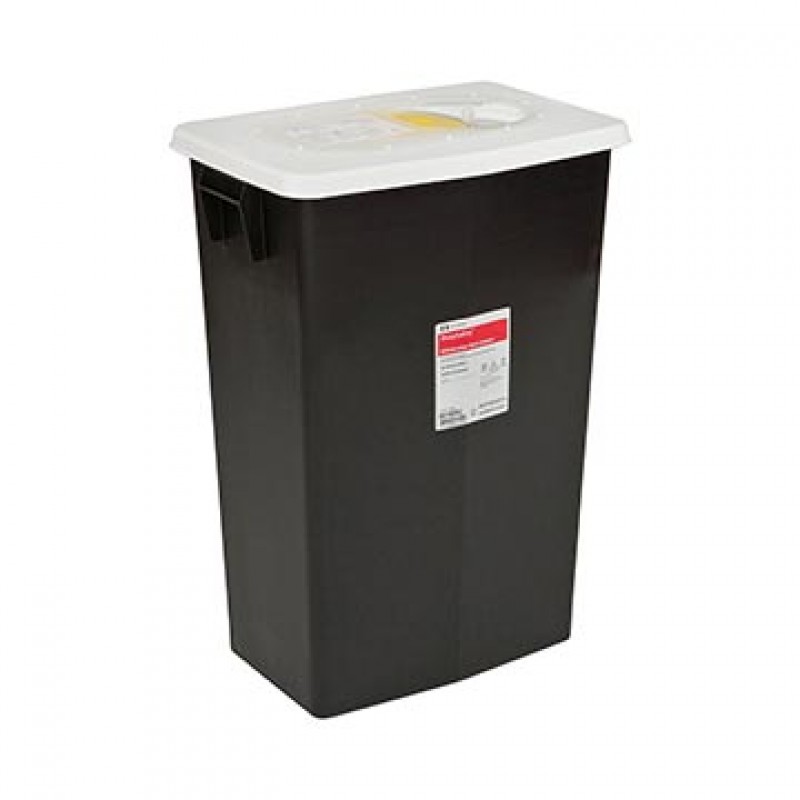 Universal Pharmaceutical Waste Container, Slide Lid, Black, 8 Gallon, 10/cs (Continental US Only)