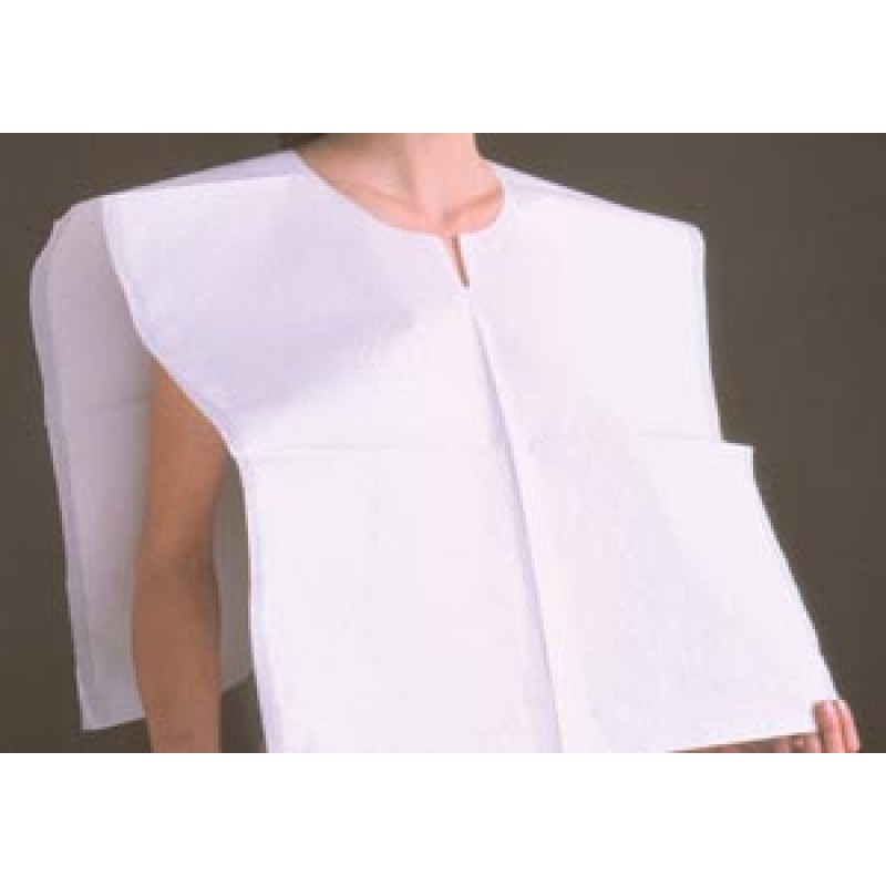 TIDI Products, LLC 918230 Exam Cape, Poncho Style, 3-Ply T/P/T, White, 22" x 20", 200/cs